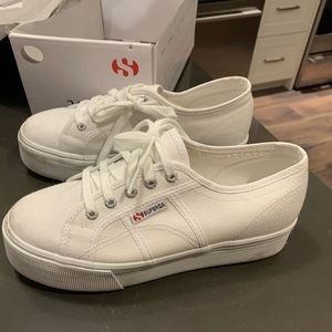 Superga white canvas sneakers - worn once.